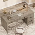 thumbnail image 3 of QinaQin Farmhouse-Style Office Desk with Charging Station and File Drawers | 53.5-Inch Wooden Computer Desk with Built-In USB Ports for An Executive Computer Workspace In a Home Office, 3 of 9