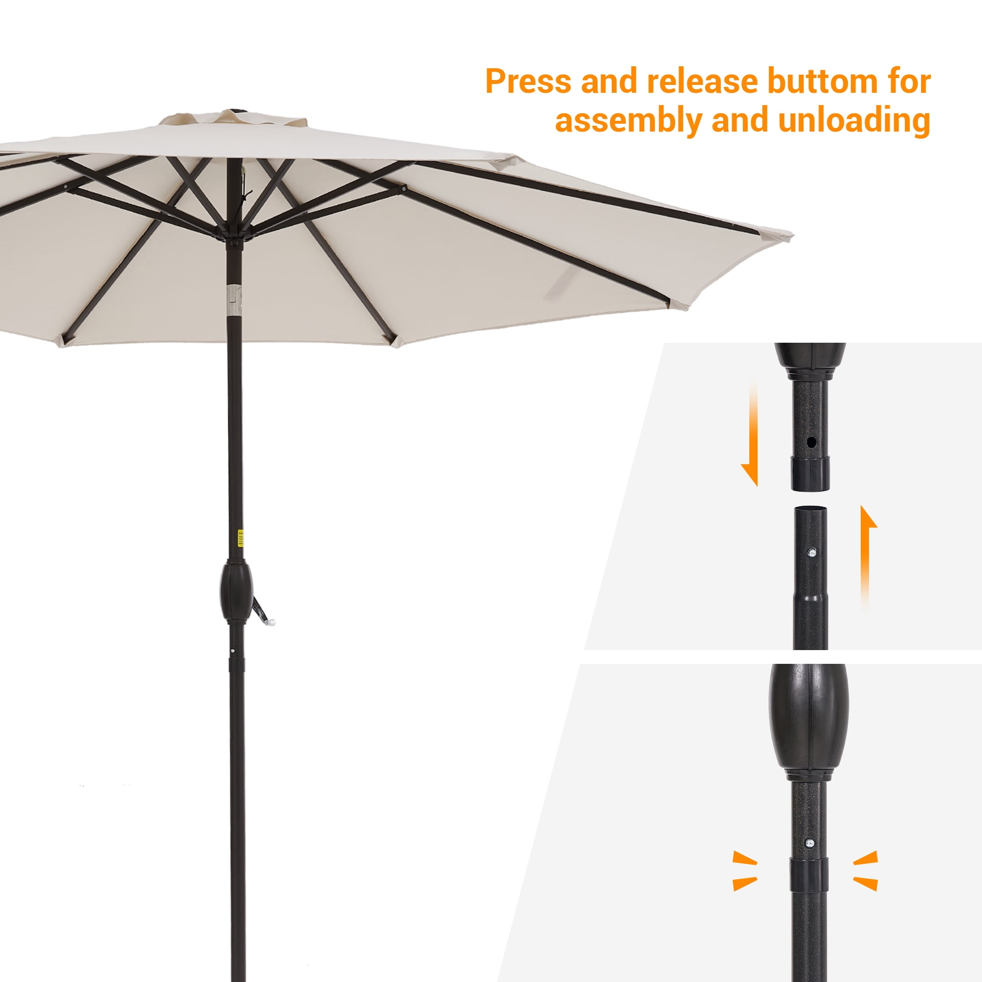ACEGOSES 9ft Outdoor Patio Umbrella with Tilt 8 Ribs and Crank for Garden and Yard ,Beige