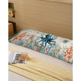 thumbnail image 6 of Coastal Octopus Body Pillow Cover 20 x 54 Inch Decorative Pillow Cover Summer Vintage Nautical Coral Starfish Lumbar Pillowcase Seasonal Rectangle Cushion Case for Couch Sofa Bed Living Room, 6 of 7