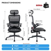 Sihoo B100 Se Office Chair, Dual-Back Ergonomic Chair, 2D Headrest & Flip-up Armrest, Soft Cotton Seat, Mesh Chair for Home Office & Gaming, 300lbs, Black