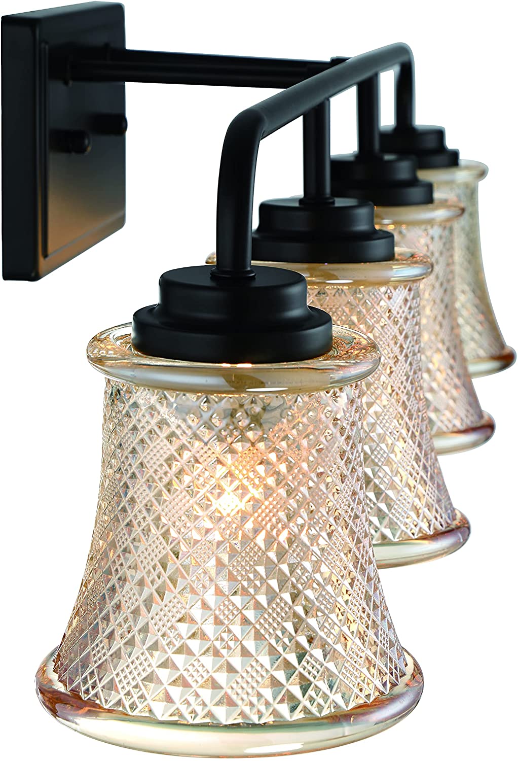 Vanity Art Elegant Cut Crystal Glass 4 Lights Bath Vanity Light for Over Mirror Hallway Living Room | Modern Wall Lighting with Clear Glass Shade Bathroom Light Fixtures W5004BK-B02