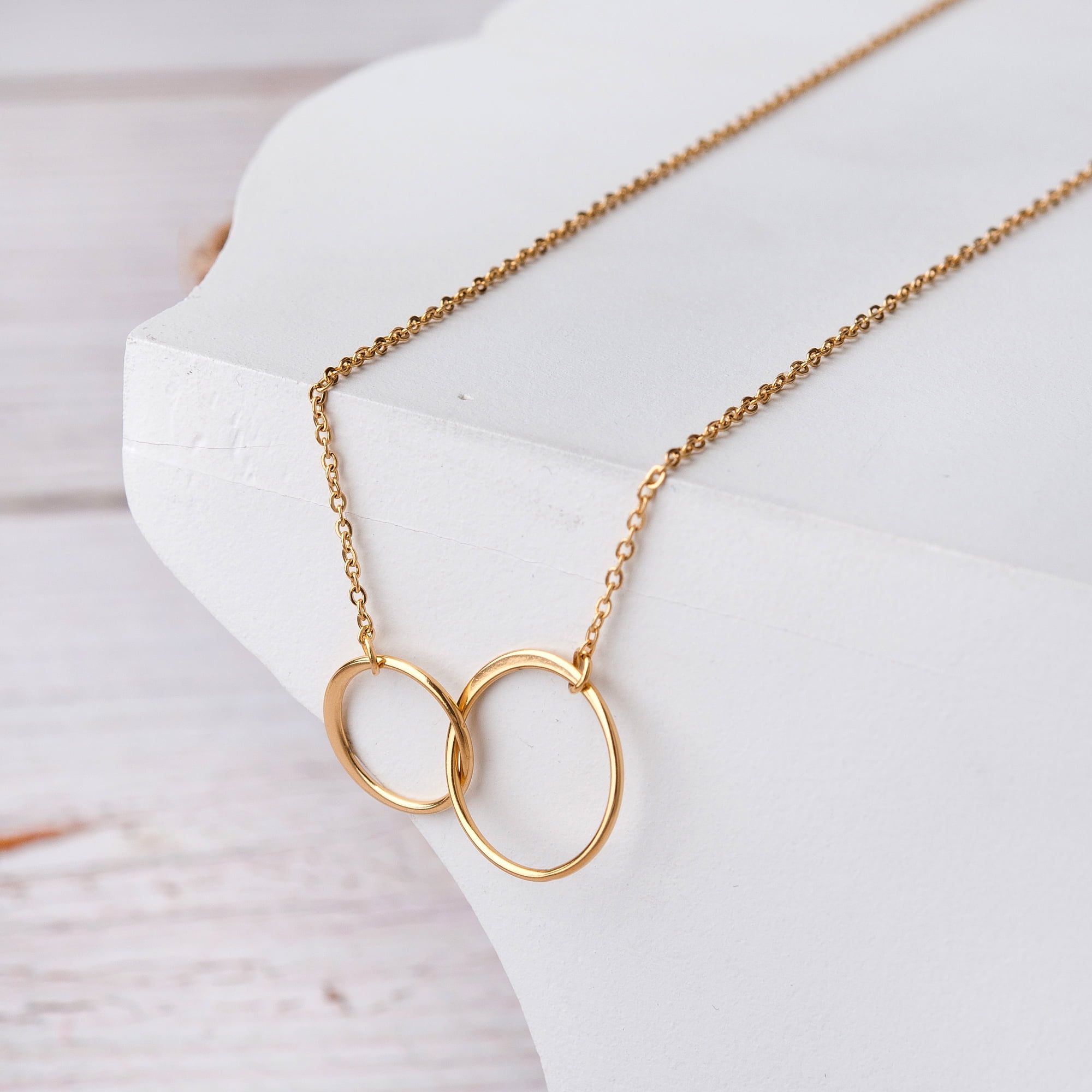 Anavia Mother's Day Gift for Wife, Wife Birthday Gift, Double Circle Necklace, Wife Necklace Gift, Anniversary Gift, Gift for Mom, Gifts for Wife- [Gold]