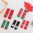 thumbnail image 3 of 4 pares de calcetines navideños de algodón de invierno con diseño de ciervo, Papá Noel y muñeco de nieve. A, 3 of 9