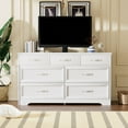 thumbnail image 2 of LightingGo Modern 3-Drawer Chest with 7 Storage Compartments, Metal Pulls Dresser for Bedroom/Living Room,Clothes Organizer, 47.6"L x15.7"W x28.9"H（White）, 2 of 9
