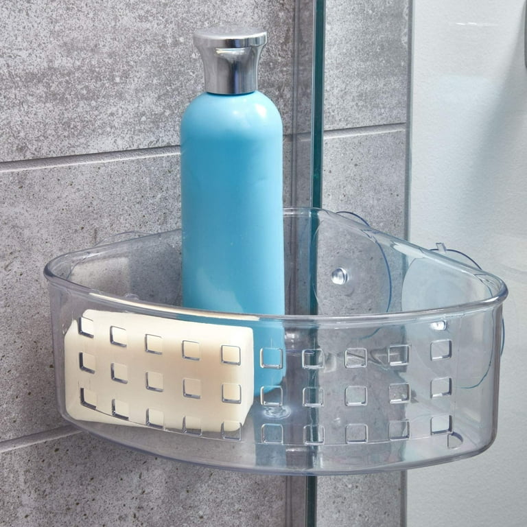 iDesign Plastic Bathroom Suction Holder, Shower Organizer Corner