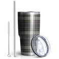 thumbnail image 2 of 30oz Brown Blue Checkerboard Checkered Pattern Tumblers Stainless Steel Tumbler with Lid and Straw,Vacuum Insulated Double Wall Travel Tumbler Cups Mug with Cleaning Brush for Coffee,Tea, 2 of 7