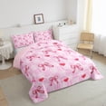thumbnail image 2 of Castle Fairy Cute Bow Tie Queen Comforter Set,Love Heart Print Bedding Comforter Set, 2 of 7