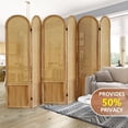 thumbnail image 4 of 6 Panel Room Divider and Folding Privacy Screen, 5.6 Ft Foldable Double Hinged Rattan Partition, Hand-Woven Rattan Room Divider Portable Wood Freestanding Wall Divider for Room Separation - Natural, 4 of 18