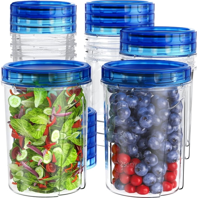 Delicatessen Recipientes Para Alimentos Con Tapas (32 onzas – Paquete de 10), Contenedores Para Congelador Para Alimentos Con Tapas Giratorias, Reutilizable, Apilable, Hermético