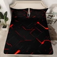 thumbnail image 2 of Homewishmodern Style Twin Sheet Sets,3D Geometric Artistic Twin Fitted Sheet,Red Black Flat Sheet For Girls Boys,Microfiber Bedroom Decor,3pcs, 2 of 7