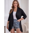 thumbnail image 4 of FlorCurve Plus Size Cardigans for Women 3/4 Sleeve Ruffle Cardigans Casual Lightweight Open Front Cover Up, Black XL, 4 of 6