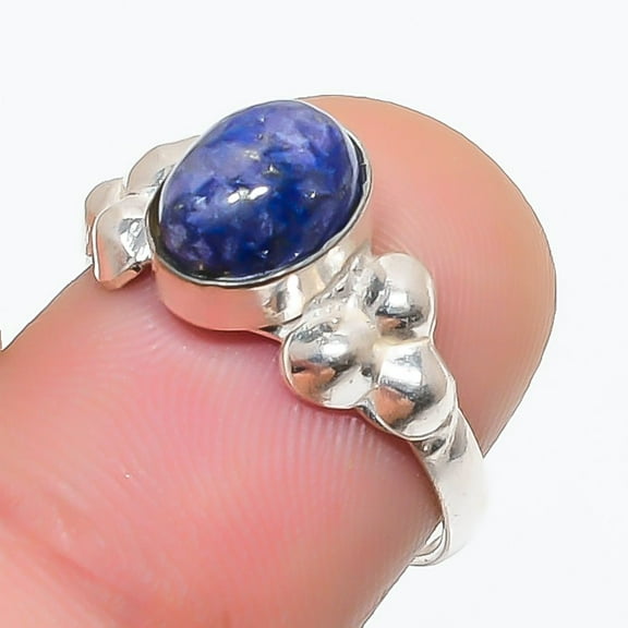 Lapis Lazuli Oval Shape Gemstone Ring Handmade Fashion Gift Jewelry 7" FR 1026