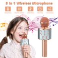 thumbnail image 4 of BONAOK Kids Karaoke Microphone 2 Pack, Wireless Bluetooth Karaoke Player,Portable Handheld Mic Speaker Machine,Birthday Gifts Toys for Girls Boys(Rose Gold & Purple), 4 of 7