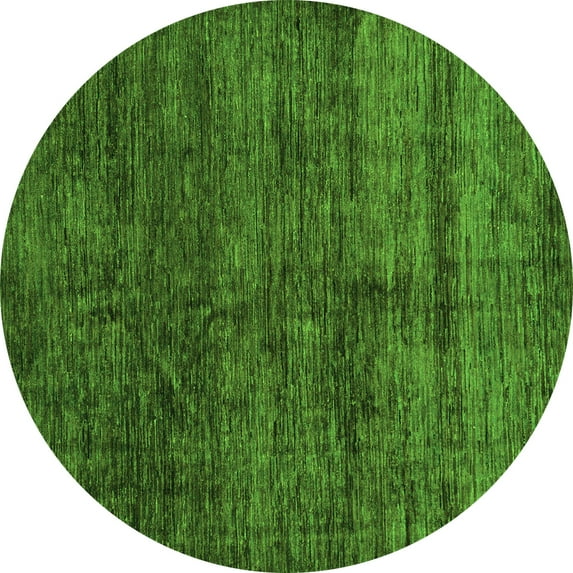Ahgly Company Indoor Round Abstract Green Modern Area Rugs, 3' Round