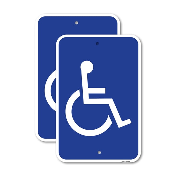 (2 Pack) Large Handicapped Symbol | 18" X 24" Heavy-Gauge Aluminum Sign | Rust Free Aluminum, Weather Resistant, Waterproof, Fade Resistant, 2 Pre-drilled Holes