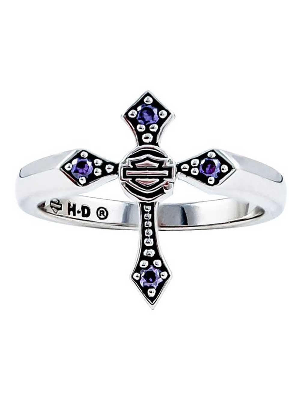 HarleyDavidson HarleyDavidson Women's Beaded Purple Stone Cross