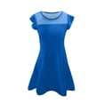thumbnail image 3 of MIASHUI Girls Summer Casual Party Dress with Ruffle Sleeves and Mesh A-Line Design Featuring Convenient Pockets for Kids Blue,6-7 Years, 3 of 4