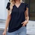 thumbnail image 2 of Clearance T Shirts for Women Women's Solid Color Casual Double Layer Flying Sleeve Chiffon Top Blouse Female Top Summer Tops for Women 2024 Womens Blouses, 2 of 8
