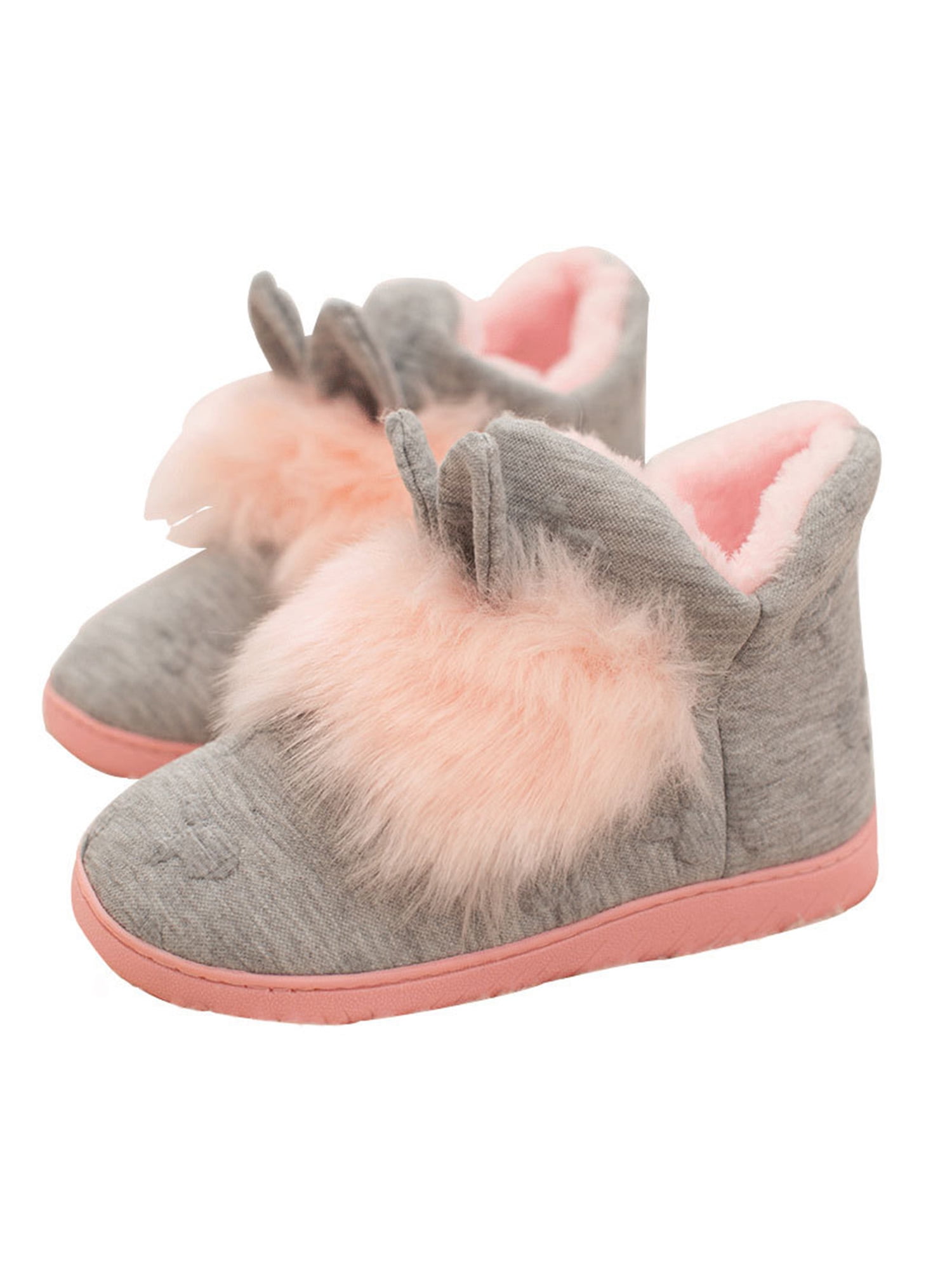 Ladies Winter Warm Womens Girls Faux Fur Bunny Rabbit Slippers Mules Shoes Sizes 