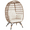 Light Brown/Ivory, variant on Alden Design PE Rattan Egg-shaped Basket Lounge Chair with 4 Cushions for Patio, Light Brown/ Ivory
