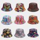thumbnail image 3 of Lindo sombrero de cubo sombreros de pescador de playa para mujer, ropa de doble cara reversible Feliz Sencillez, 3 of 3