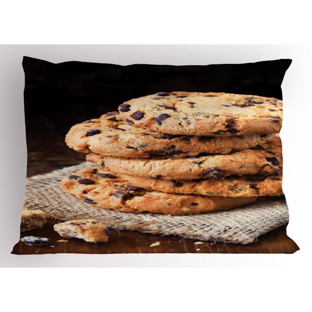 Cookie Pillow Sham, Stacks of Delicious Bites on a Piece of Cloth