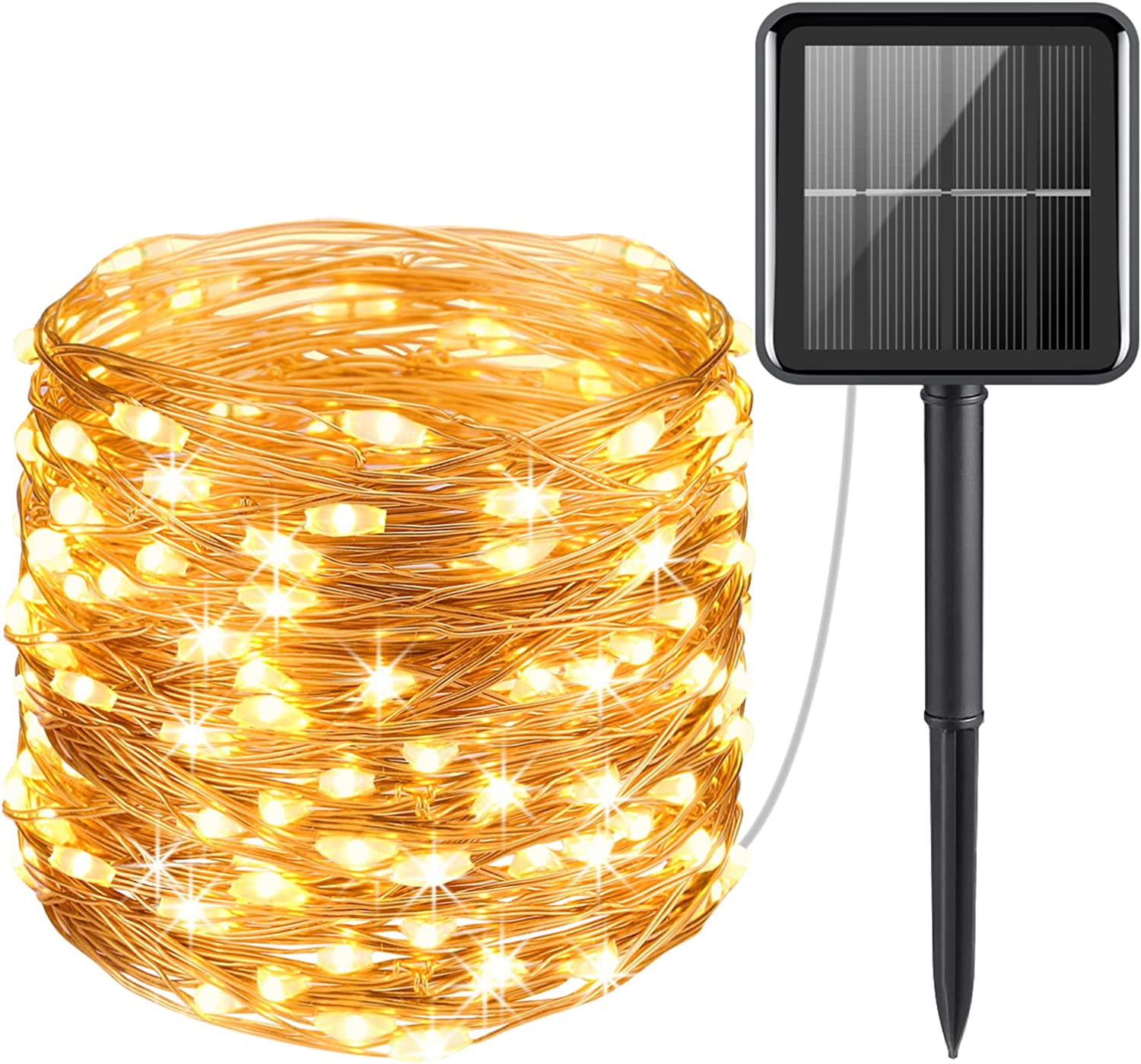 33ft Warm White Solar Powered LED Fairy String Lights