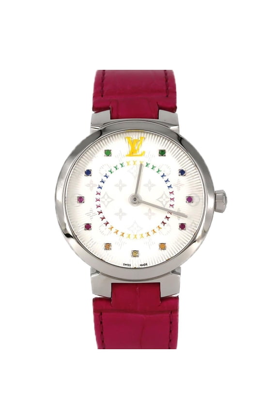 Pre-Owned Louis Vuitton Tambour Slim 11P QA159 Stainless Steel Quartz Watch