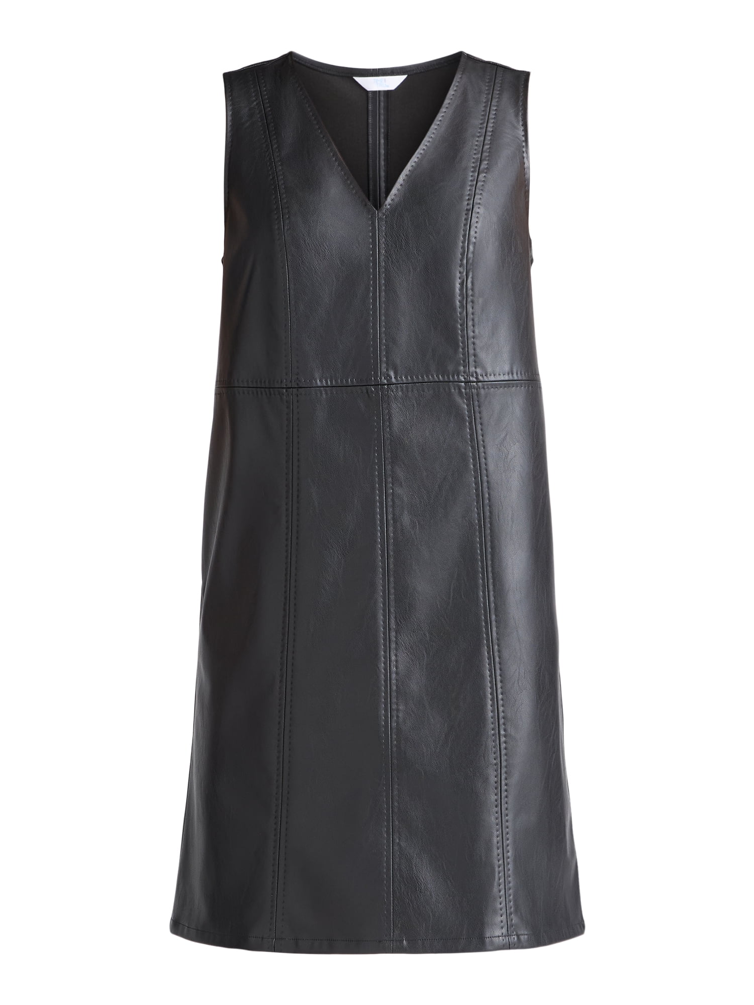 Time and Tru Women's Faux Leather Mini Shift Dress, XS-XXXL