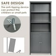 thumbnail image 6 of Giantex Standing Wooden Display Bookcase w/Doors, Ideal for Home Bedroom, Living Room, Office, Library, Grey, 6 of 9