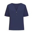 thumbnail image 4 of Tittly T Shirts for Women Tshirts Shirts Women's Fashionable Casual V Neck Short Sleeved Top T Shirt V Neck T Shirts Basic Tees Navy XXL, 4 of 5