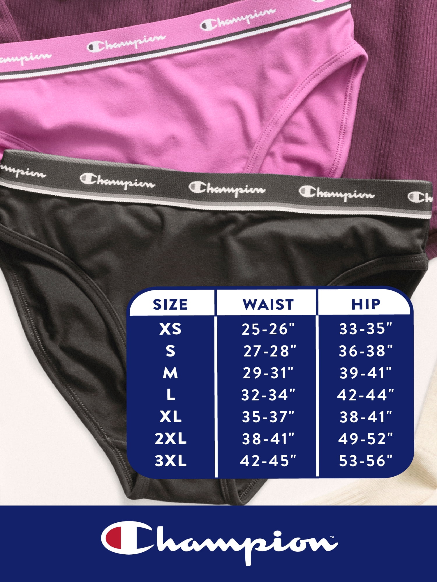 Champion Women’s High Cut Bikini Underwear, 5 Pack, Sizes S - 2XL