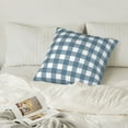 thumbnail image 6 of LNWH Decorative Pillow Covers, Blue Gingham Print Square Sofa Decorative Knit Pillow Case, 20"x20", 6 of 8