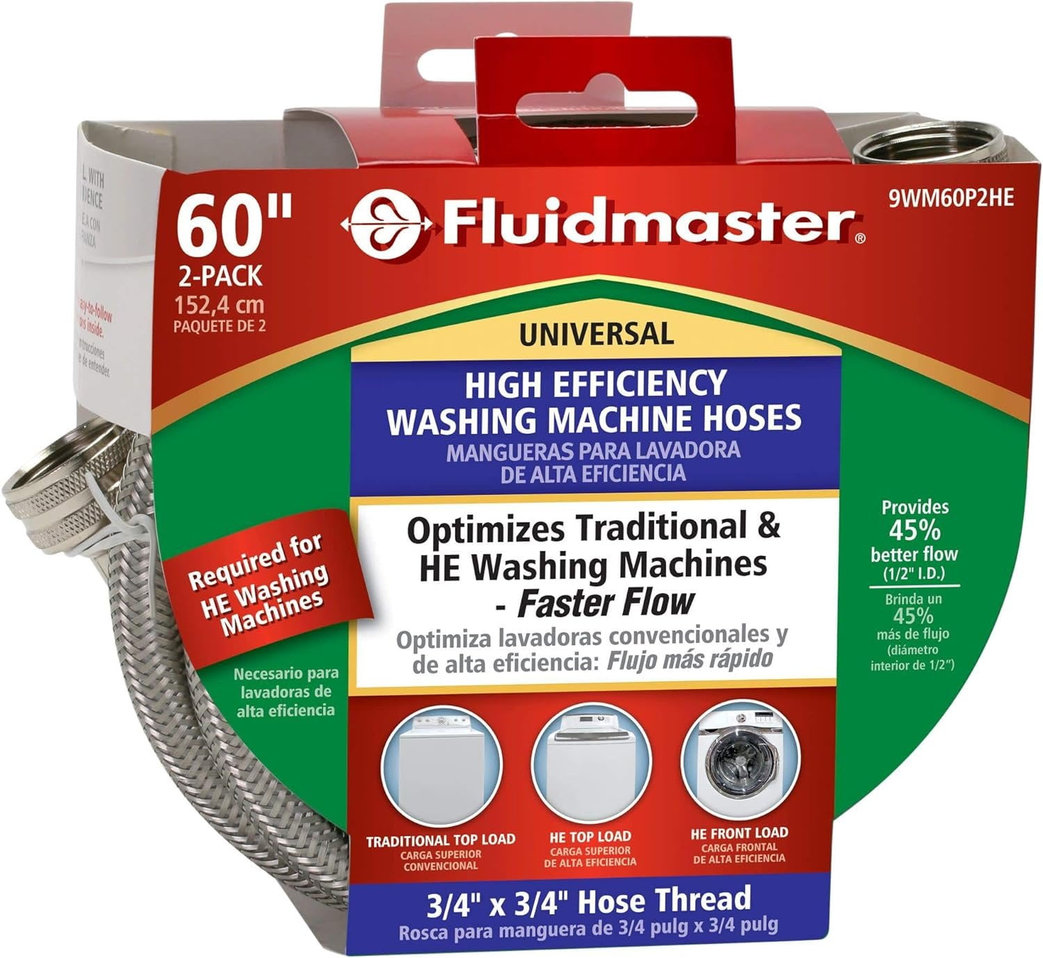 Fluidmaster Hose Thread Braided, Stainless Steel 1000 Psi Nickel