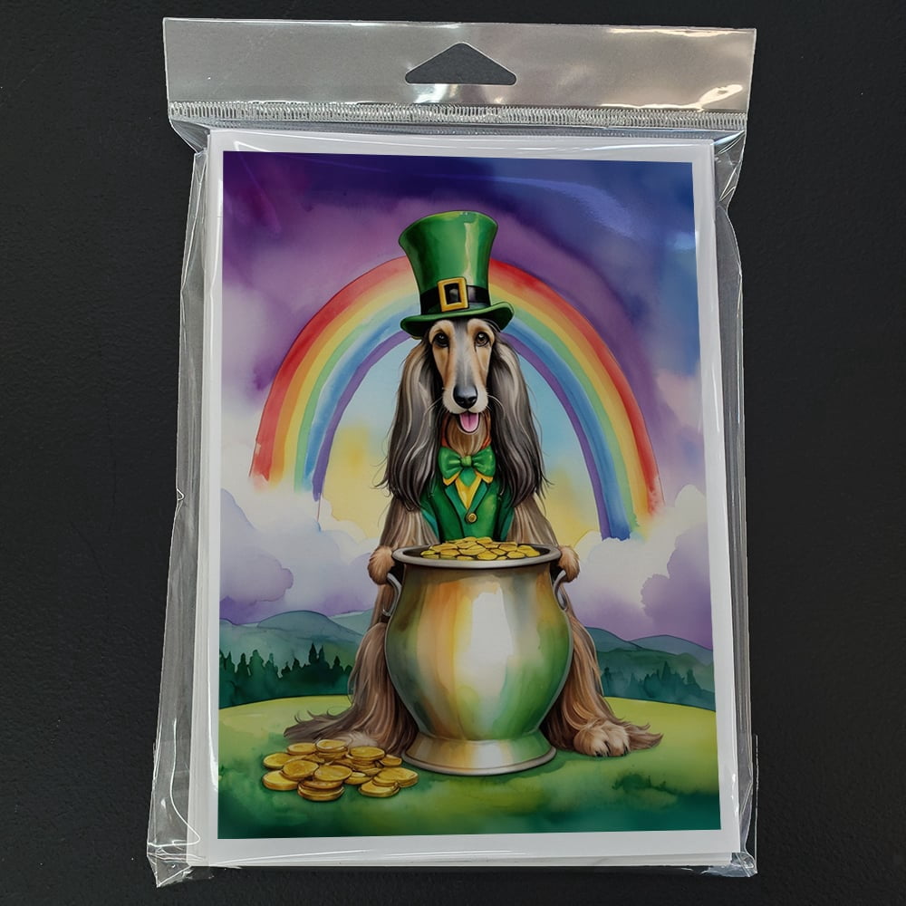 Afghan Hound St Patrick's Day Greeting Cards Pack of 8 7 in x 5 in