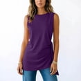thumbnail image 5 of Kukoosong Women's Tunic Tank Tops, Side Ruched Irregular Hem Loose Fit Camisole Tops, Soft Stretchy Long Vest Shirts for Beach, Summer Casual Round Neck Sleeveless Tanks, 5 of 7