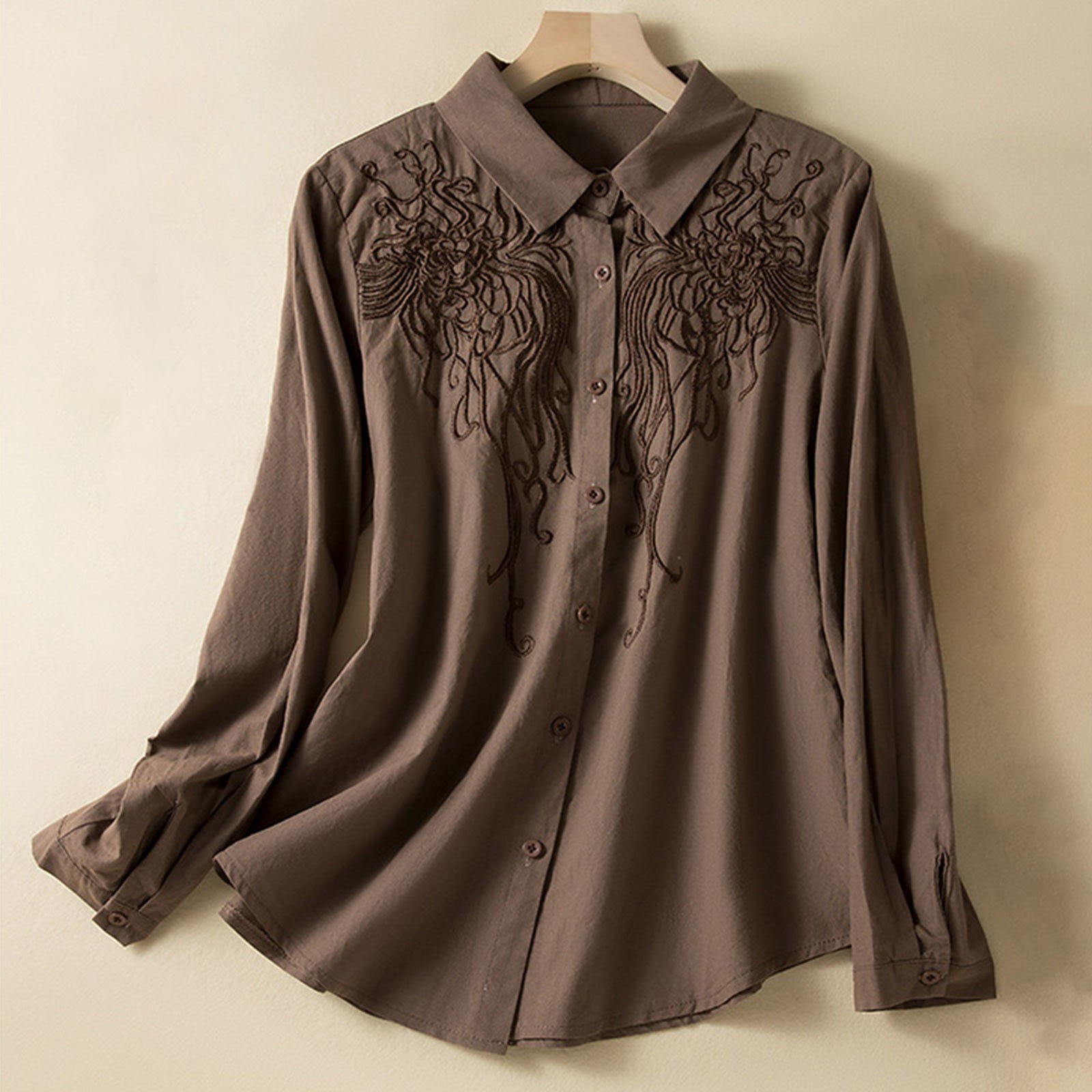 Women's Satin Blouse – Long Sleeve Business Shirt, Elegant Office Top With Hanging Collar