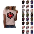 thumbnail image 1 of T-shirts de la Saint-Valentin pour Femmes 2026 à la Mode Manches Courtes Col Rond avec Cœur Graphique, 1 of 4