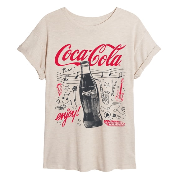 Coca-Cola - Music Doodles - Juniors Oversized Graphic T-Shirt