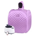 thumbnail image 1 of Sauna de vapor portátil, tienda de sauna personal plegable con control remoto, caja de baño de fumigación para el hogar, interior, enchufe de EE. UU., 110 V, color morado claro, 1 of 12