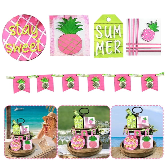 Coffee Table Tray Decoration,Tropical Tiered Tray Set Pineapple Tiered Tray Summer Tiered Tray Sign Tiered Tray Decor Tiered Tray Set Farmhouse Ornaments Tray Ornaments