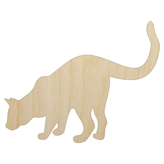 Curious Cat Solid Wood Shape Unfinished Piece Cutout Craft DIY Projects - 4.70 Inch Size - 1/8 Inch Thick