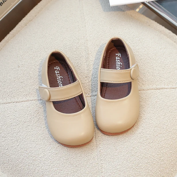 Zapatos de cuero para niños de estilo coreano, nuevos zapatos individuales para primavera y otoño para mujer, fondo suave poco profundo a la moda para bebés
