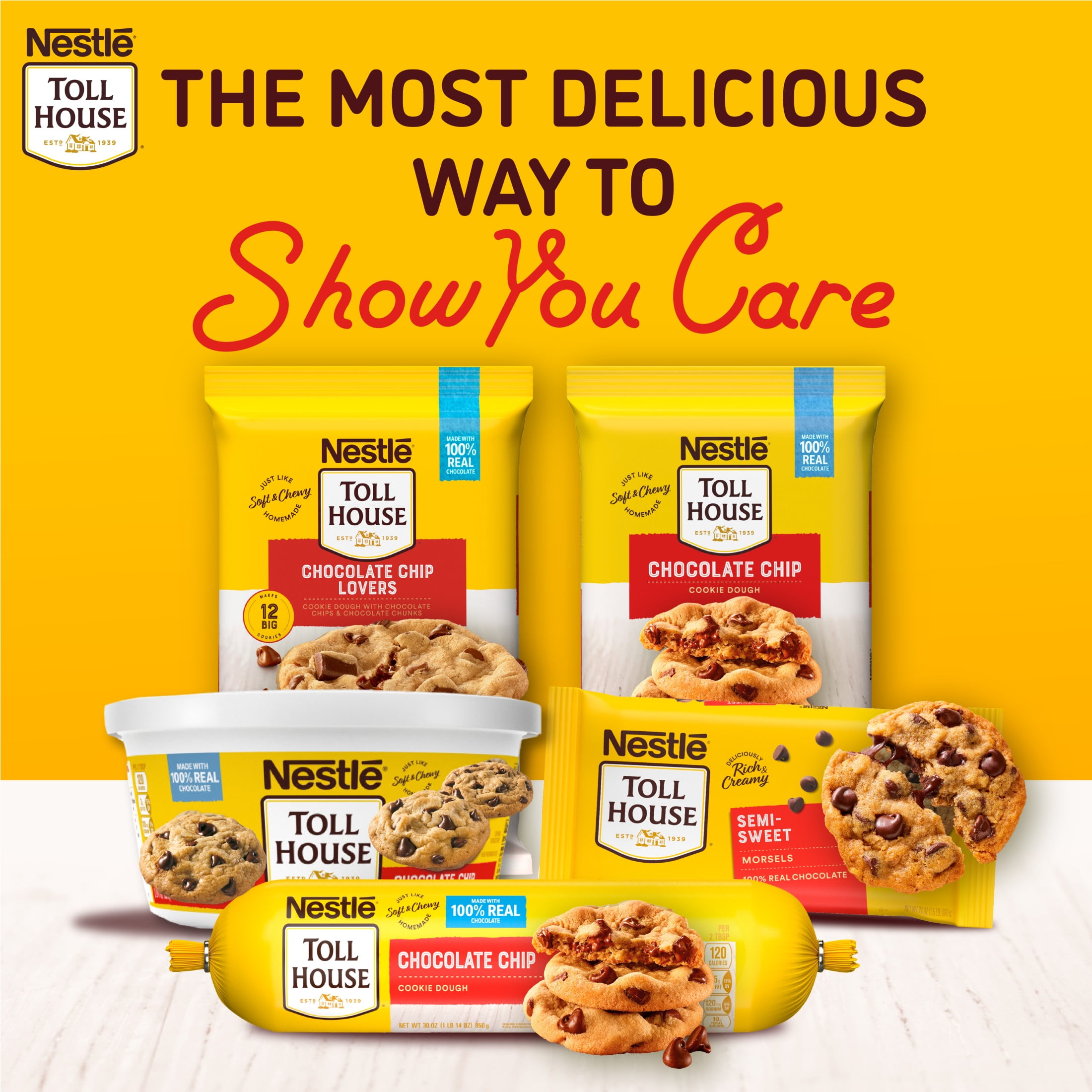 Nestle Toll House Chocolate Chip Cookie Dough, with Toll House Morsels, Makes 36 Cookies, 36 oz