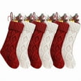 thumbnail image 1 of SDone Christmas Stockings, 6 Pack 18" Large Knit Stocking & Decor for Family Holiday Xmas Party Gift, Burgundy&Ivory, 1 of 1