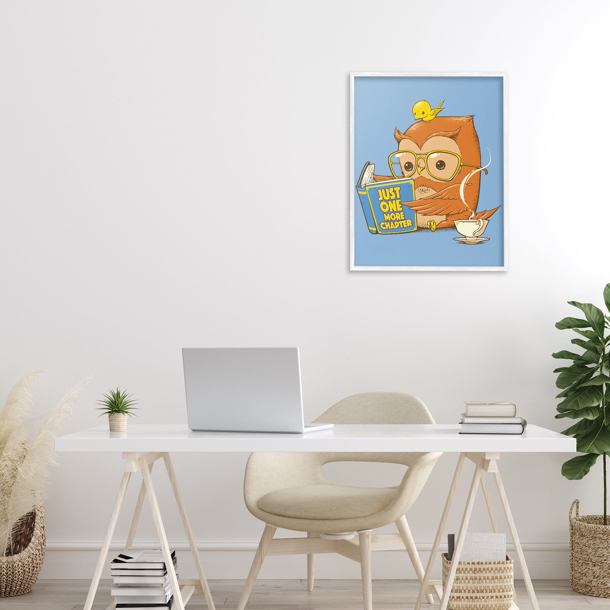 Stupell Industries One More Chapter Owl White Framed Giclee Art, design by Tobe Fonseca