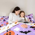 thumbnail image 4 of Feelyou Kawaii Ghost Witch Hat Full Size Bedding Sets, Cartoon Pumpkin Balloon Full Size Bed in a Bag, Purple, Halloween Reversible, 7pcs, 4 of 7