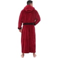 thumbnail image 4 of Men's Color Blocked Velvet Bathrobe Pajama Sleeping Robe with Hood, 4 of 5