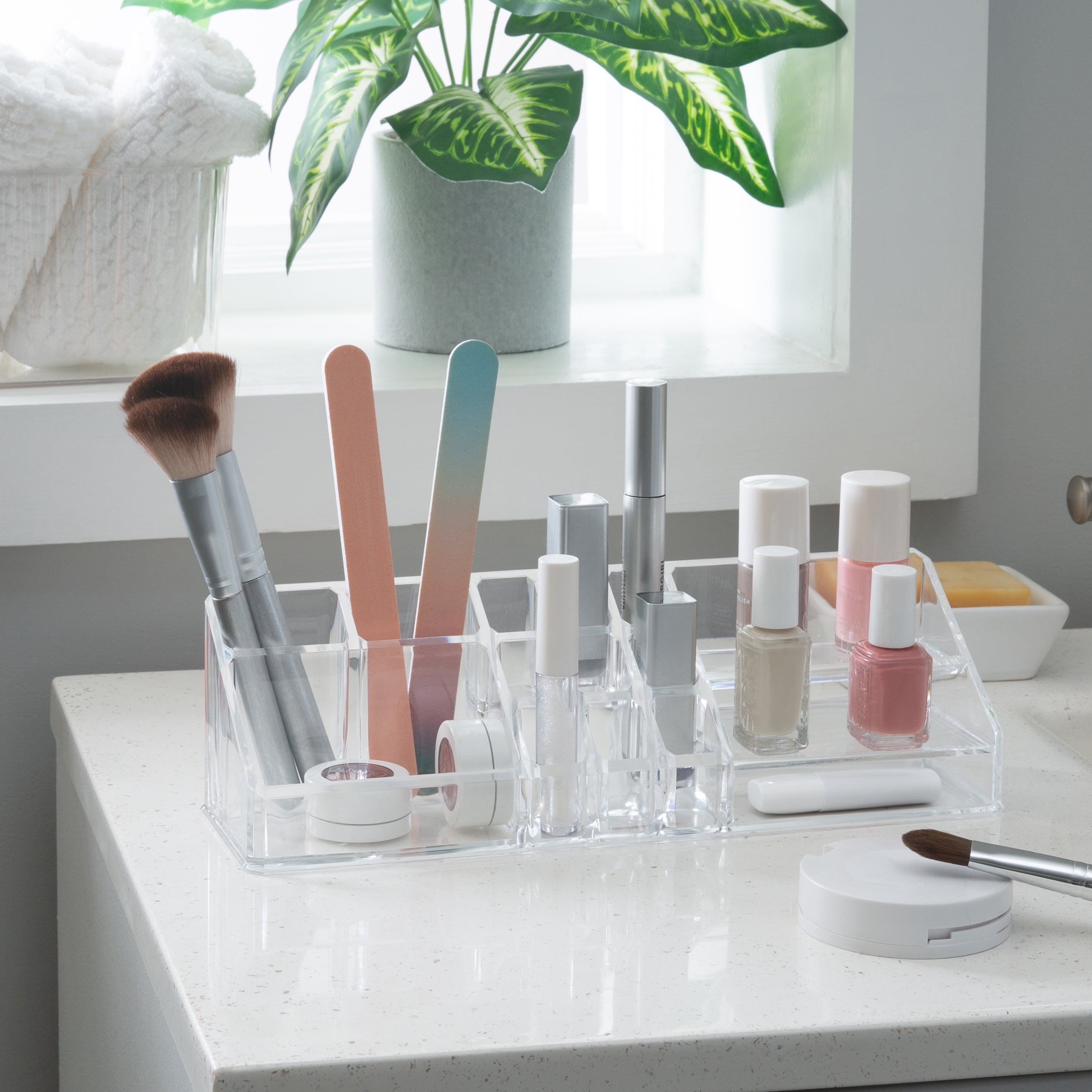 Simplify 14 Section Cosmetic and Jewelry Holder, Clear