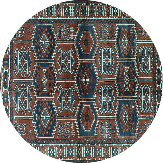 Ahgly Company Indoor Round Persian Light Blue Traditional Area Rugs, 7' Round